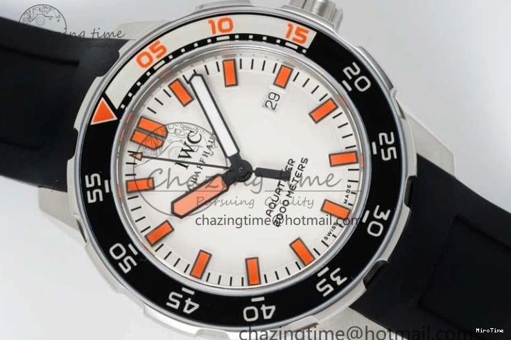 MIROTIME 1225 Aquatimer Automatic SS RSF 1:1 Best Edition White Orange Dial on Black Rubber Strap A Supportive 7069